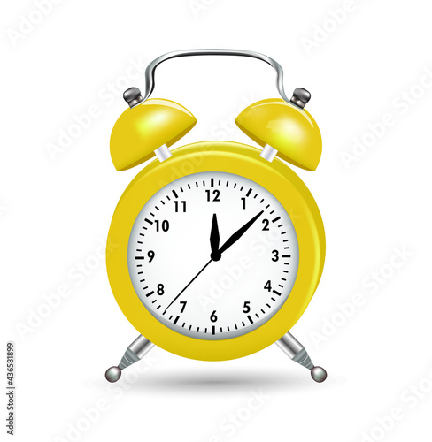 Yellow realistic clock, vector illustration