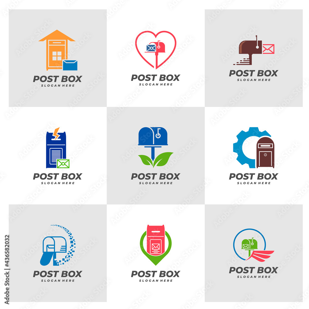 Set of Post Box logo vector template, Creative Post Box logo design concepts Set of Post Box logo vector template, Creative Post Box logo design concepts