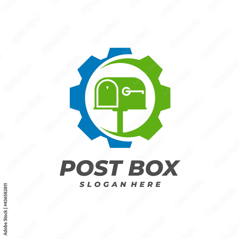 Gear Post Box logo vector template, Creative Post Box logo design concepts