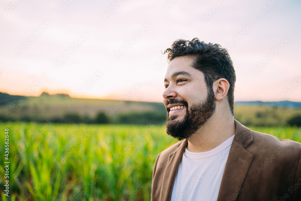 Farmer on the harvest. Sugar Cane plantation. Brazilian farm. Farmer on the harvest. Sugar Cane plantation. Brazilian farm.