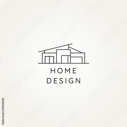 home design minimalist line art logo template vector illustration design. simple modern construction, building, architecture icon logo concept