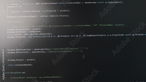 Programming code display on screen.