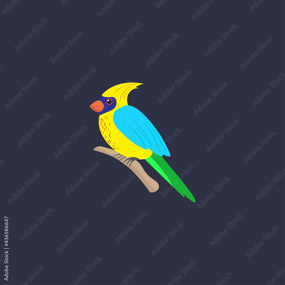 vector of bird holding branch on dark background. eps 10