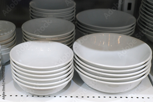 white ceramics plate and bowl isolated