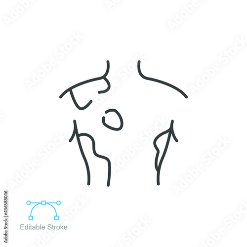 Contact Dermatitis icon. psoriasis, rash, allergic, problem. Allergy symptoms Dermatological diseases. eczema body Itchy spots. Editable stroke Vector illustration design on white background EPS 10