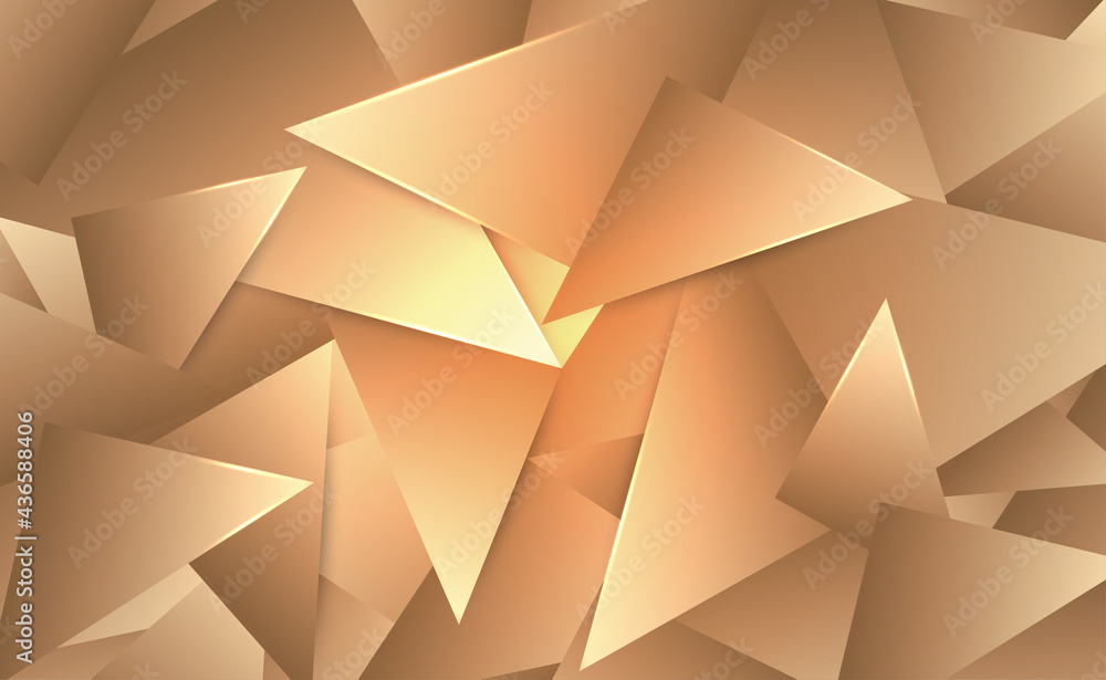 Fototapeta Abstract background with golden triangles. Vector illustration