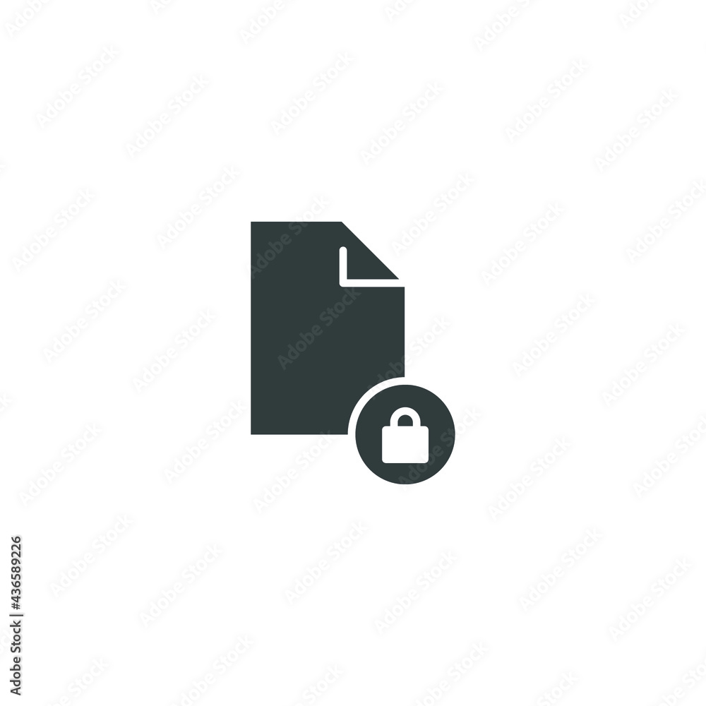Document lock icon, secure file confidential folder, privacy. Security contract. Web Cyber lock sign. Private protection symbol. solid style. vector illustration design on white background. EPS 10