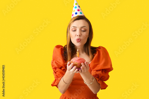 Beautiful woman celebrating...