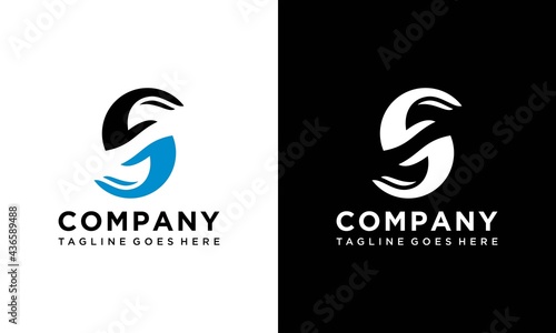 Symbol or Logo Template. Hands and the Concept of the Letter S.
