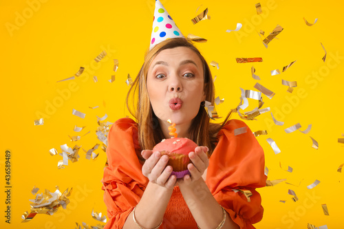 Beautiful woman celebrating...