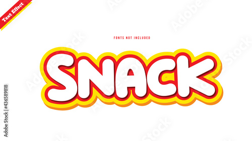 snack text effect design vector. editable 3d text
