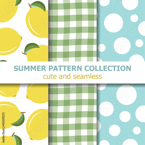 summer pattern collection. Lemon theme. Summer banner