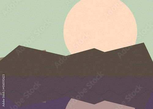 Geometric landscape generative art poster illustration