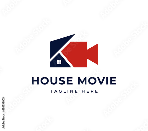 house movie vector logo design. modern tech icon logo symbol design