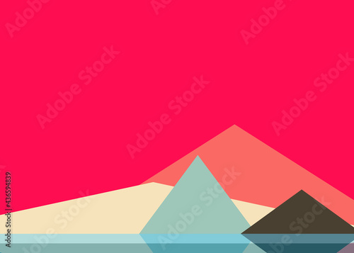 Geometric landscape generative art poster illustration