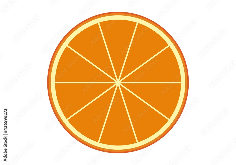 Half of mandarin slice. Vector graphics on a white background. Half of mandarin slice. Vector graphics on a white background.
