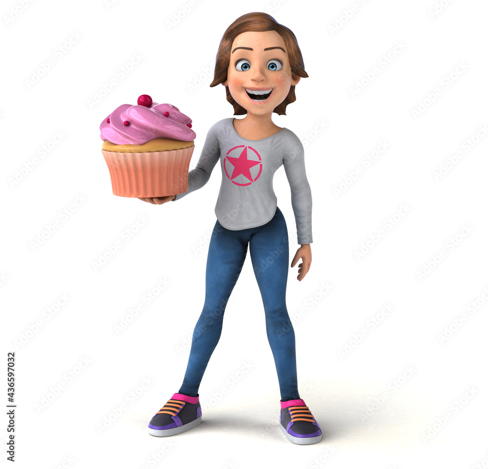 Fun 3D illustration of a cartoon teenage girl Fun 3D illustration of a cartoon teenage girl