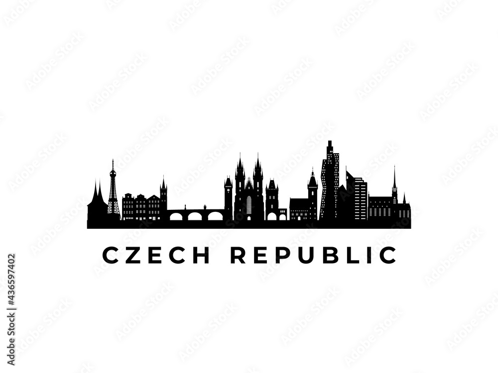 Vector Czech Republic skyline. Travel Czech Republic famous landmarks. Business and tourism concept for presentation, banner, web site.