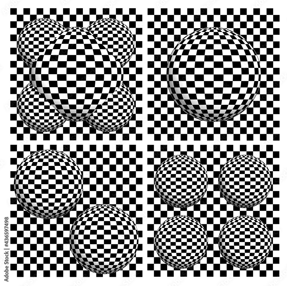 Geometric background with checkered texture of black and white colors