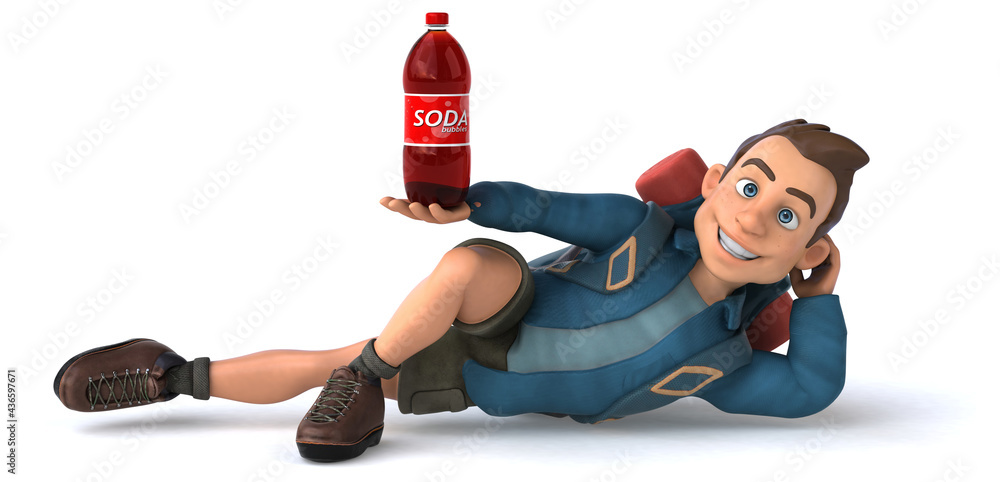 Fun illustration of a 3D cartoon backpacker Fun illustration of a 3D cartoon backpacker