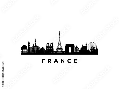 Vector France skyline. Travel France famous landmarks. Business and tourism concept for presentation, banner, web site.