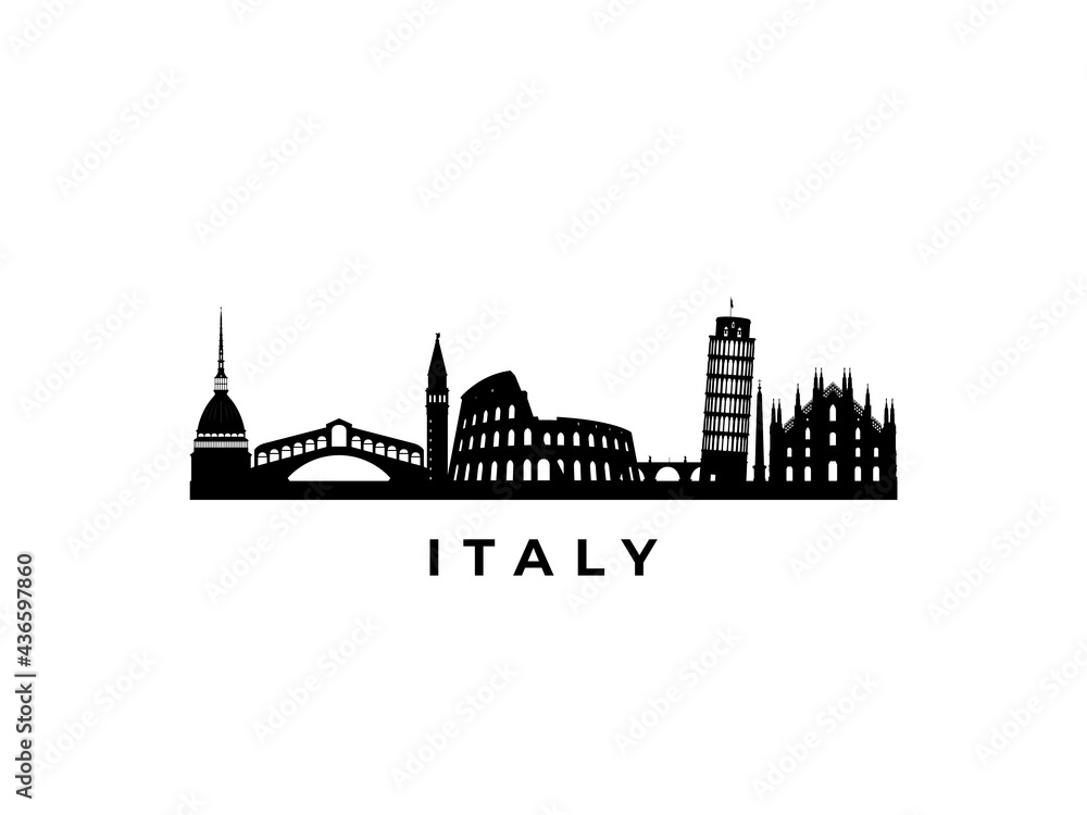 Vector Italy skyline. Travel Italy famous landmarks. Business and tourism concept for presentation, banner, web site.