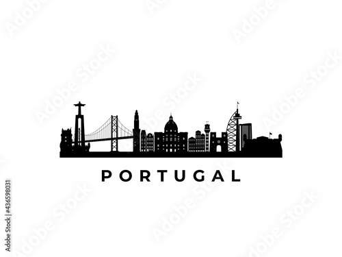 Vector Portugal skyline. Travel Portugal famous landmarks. Business and tourism concept for presentation  banner  web site.