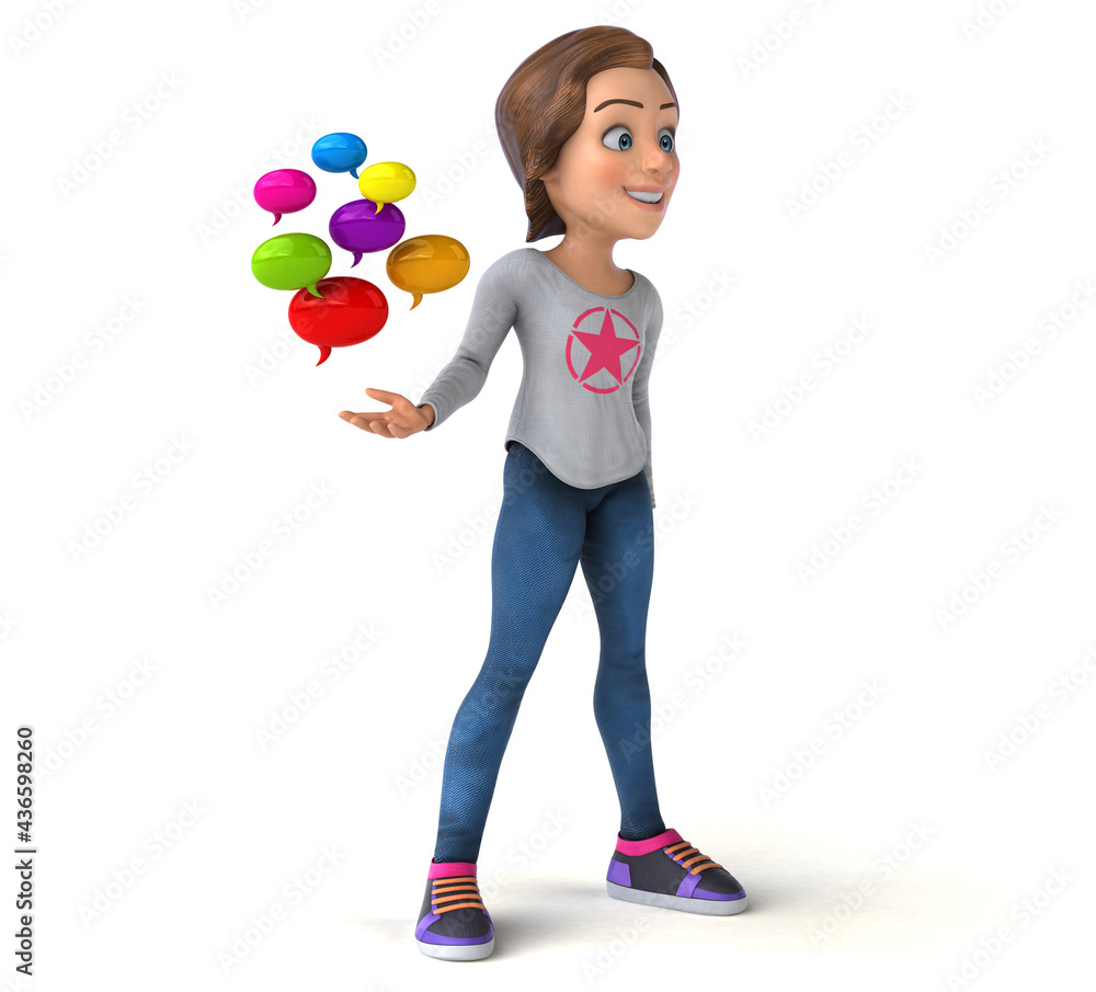 Fun 3D illustration of a cartoon teenage girl Fun 3D illustration of a cartoon teenage girl
