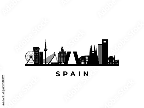 Vector Spain skyline. Travel Spain famous landmarks. Business and tourism concept for presentation, banner, web site.