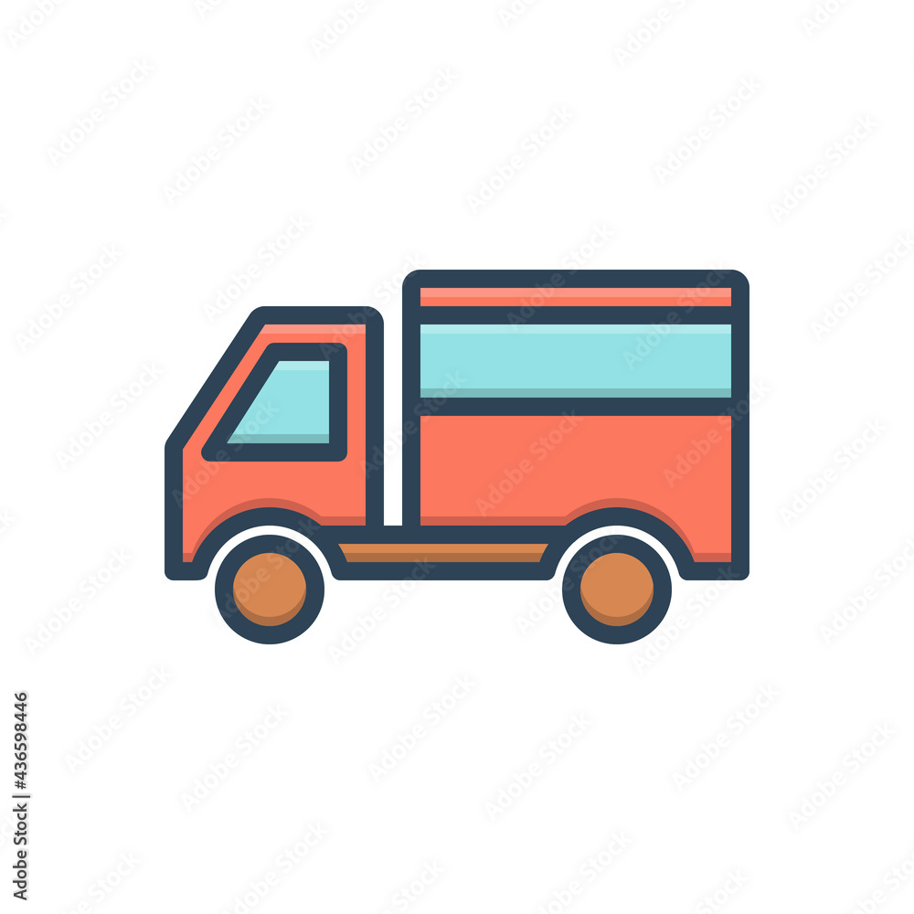 Color illustration icon for delivery truck
