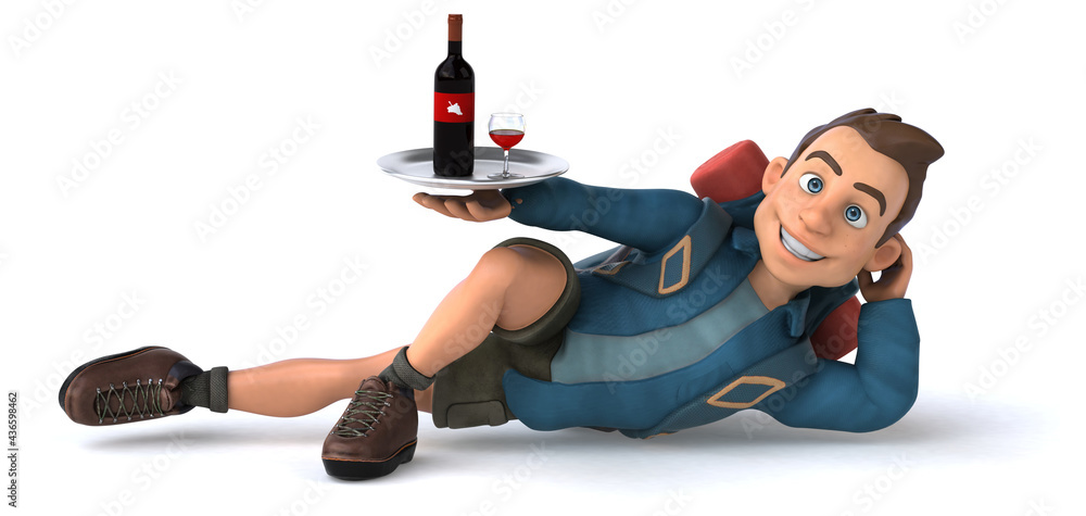 Fun illustration of a 3D cartoon backpacker Fun illustration of a 3D cartoon backpacker