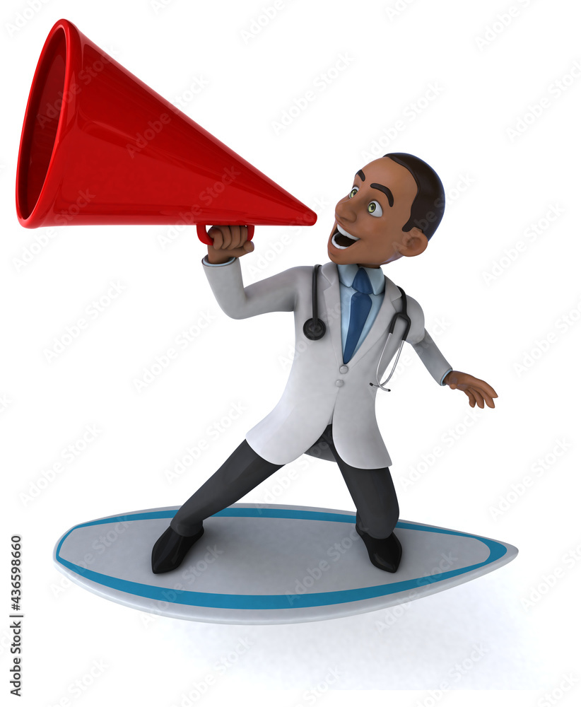 Fun 3D cartoon doctor surfing Fun 3D cartoon doctor surfing