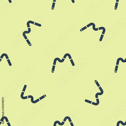 Blue Jelly worms candy icon isolated seamless pattern on yellow background. Vector