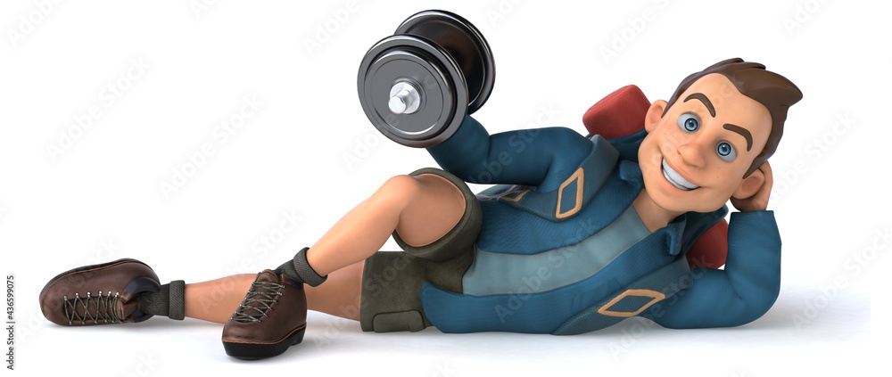 Fun illustration of a 3D cartoon backpacker Fun illustration of a 3D cartoon backpacker