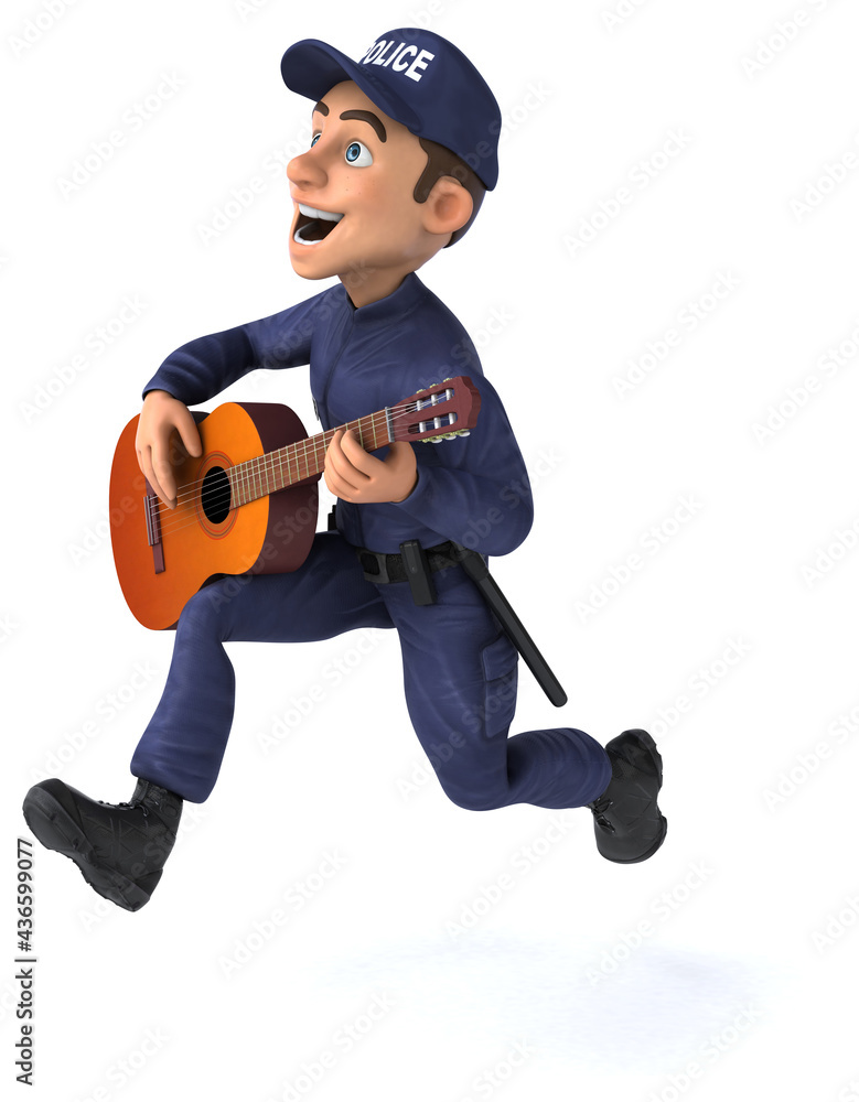Fun 3D illustration of a cartoon Police Officer Fun 3D illustration of a cartoon Police Officer