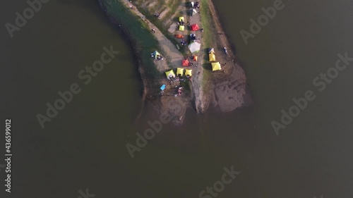 Aerial view, a very beautiful campsite on the edge of the Sermo reservoir, Kulon Progo, Yogayakarta photo