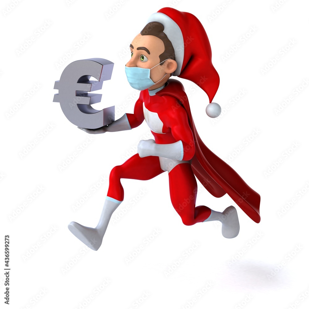 Fun 3D illustration of a cartoon Santa Claus with a mask Fun 3D illustration of a cartoon Santa Claus with a mask