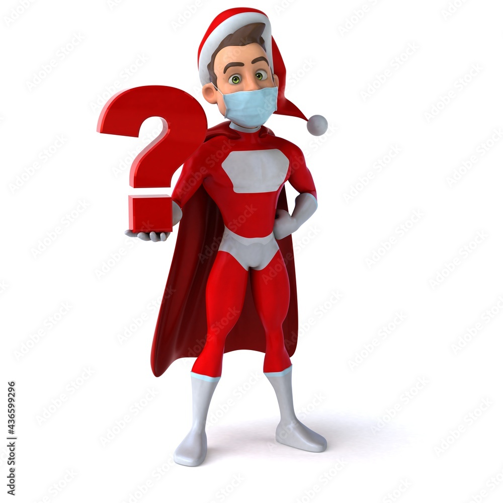 Fun 3D illustration of a cartoon Santa Claus with a mask Fun 3D illustration of a cartoon Santa Claus with a mask