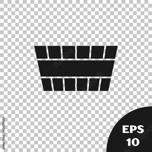 Black Sauna bucket icon isolated on transparent background. Vector