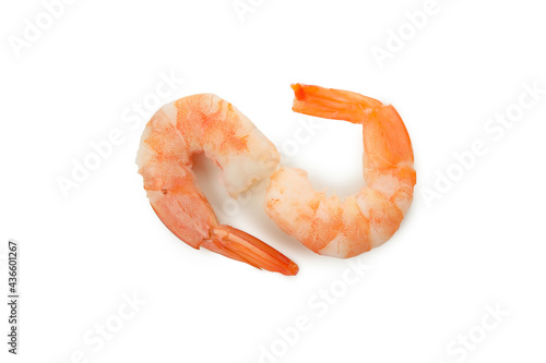 Tasty cooked shrimps isolated on white background