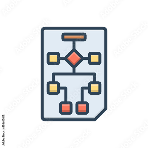 Color illustration icon for workflow planning
