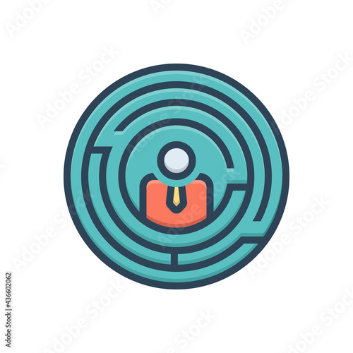Color illustration icon for businessman with doubts
