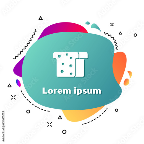 White Bread toast for sandwich piece of roasted crouton icon isolated on white background. Lunch, dinner, breakfast snack. Abstract banner with liquid shapes. Vector