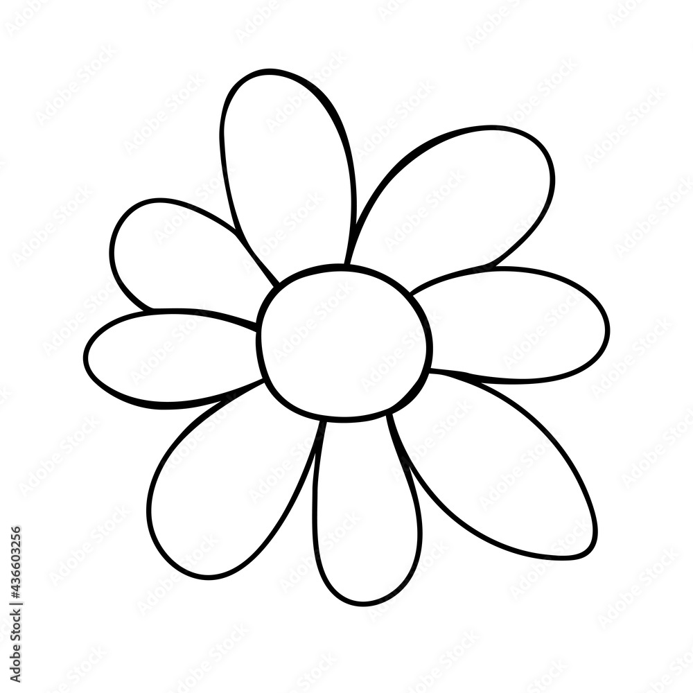 Flower icon. Hand drawn simple black outline vector illustration clip art in doodle style, isolated on white background Flower icon. Hand drawn simple black outline vector illustration clip art in doodle style, isolated on white background