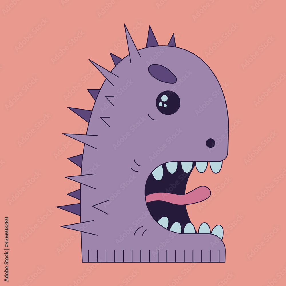 Vector illustration of an angry character in doodle style. An evil ...