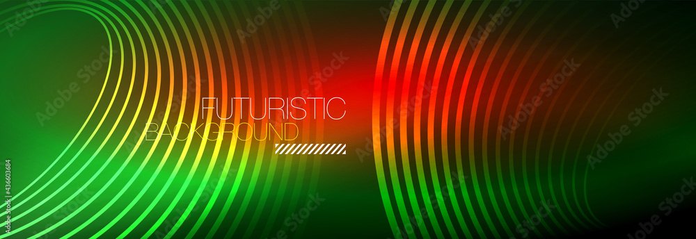 Dark abstract background with glowing neon circles. Trendy layout template for business or technology presentation, internet poster or web brochure cover, wallpaper Dark abstract background with glowing neon circles. Trendy layout template for business or technology presentation, internet poster or web brochure cover, wallpaper