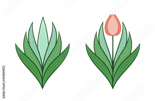 Geometric tulip in a modern style. Icon for the project. Spring Flower. Vector illustration