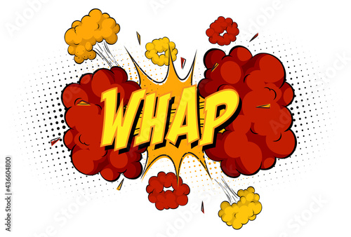 WHAP text on comic cloud explosion isolated on white background