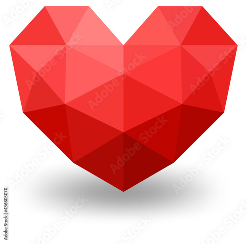 Red geometric heart isolated