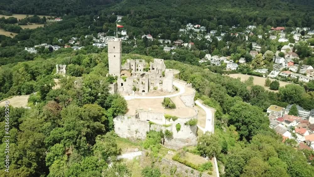 Castle Königstein on a Hill, Germany, flying around Castle Königstein on a Hill, Germany, flying around